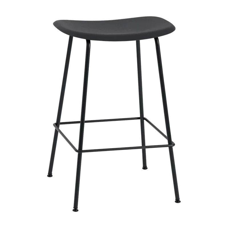 Tabouret de bar 65cm noir piétement tubes Fiber - Muuto