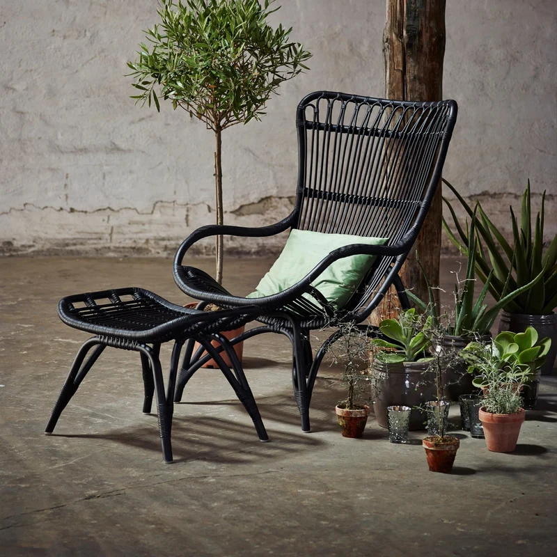 Tabouret en rotin noir Monet - Sika Design