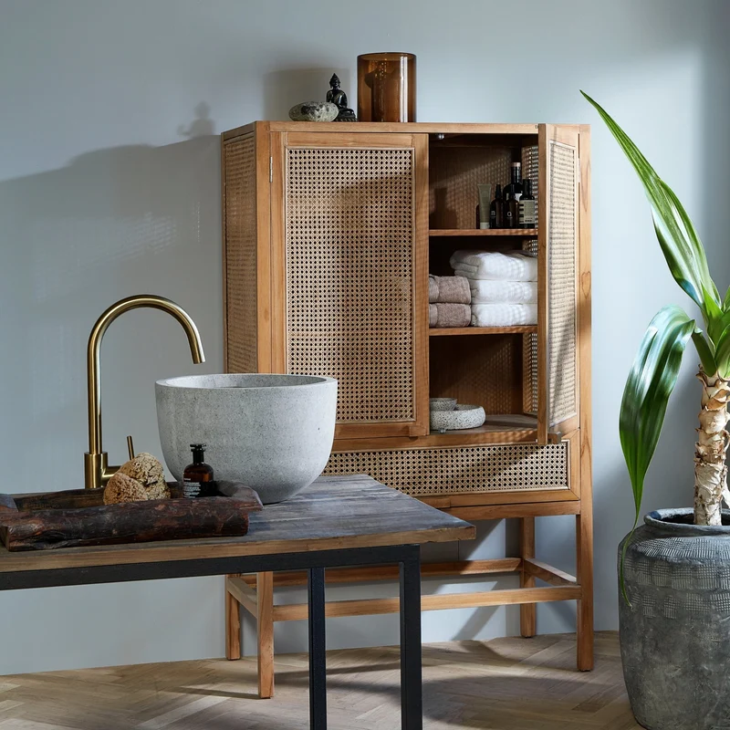 Cabinet en teck et cannage - Nordal