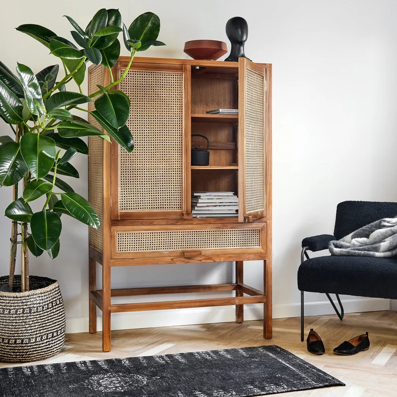 Cabinet en teck et cannage - Nordal