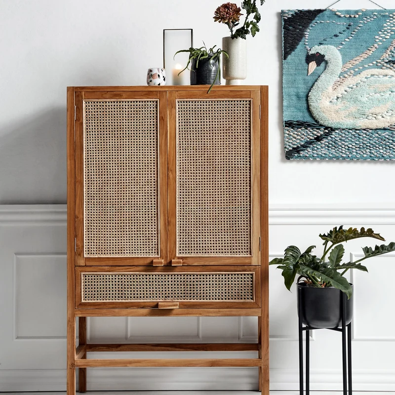 Cabinet en teck et cannage - Nordal