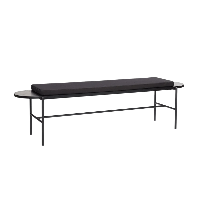 Banc en bois noir avec coussin - Hübsch
