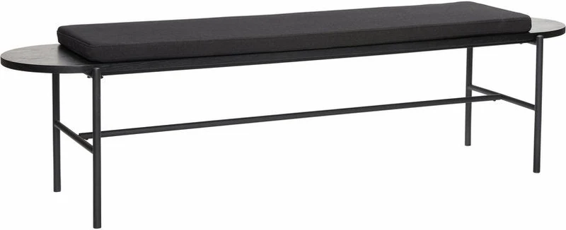 Banc en bois noir avec coussin - Hübsch