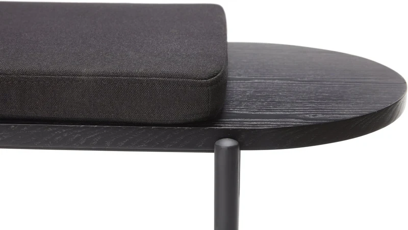 Banc en bois noir avec coussin - Hübsch
