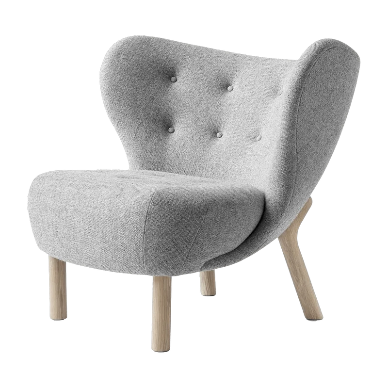 Fauteuil en laine gris et pieds en chêne naturel Little Petra - &tradition