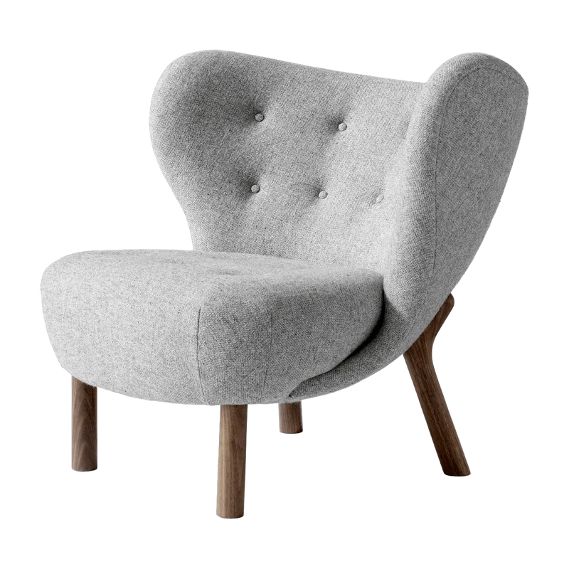 Fauteuil en laine gris et pieds en noyer Little Petra VB1 - &tradition