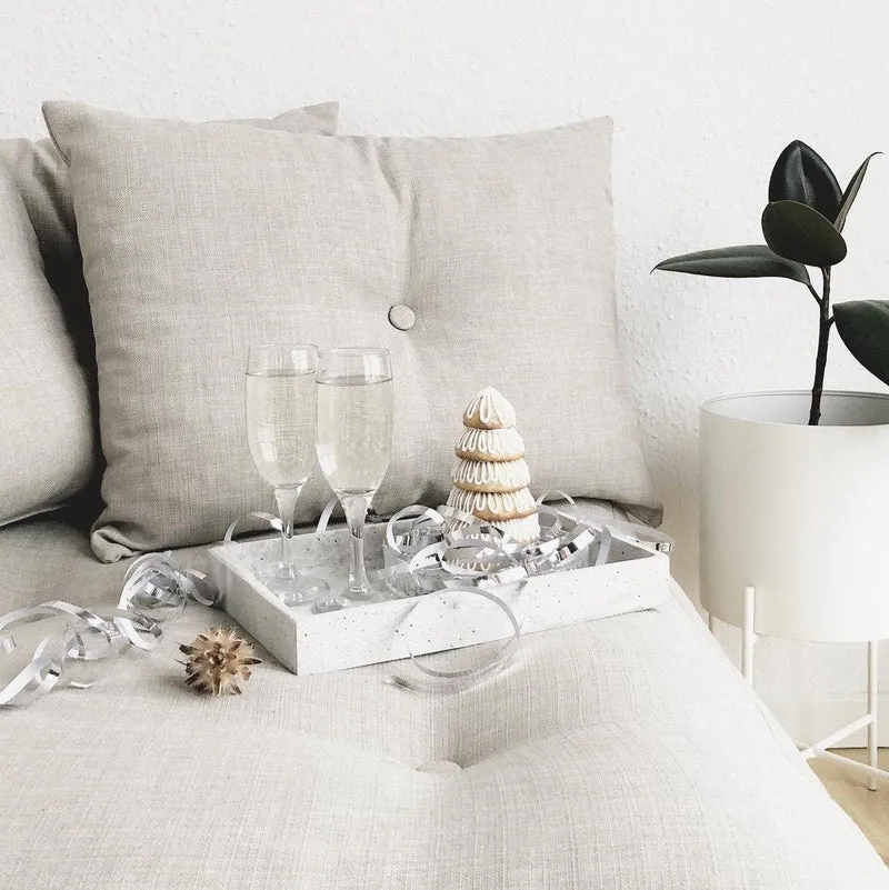 Pouf en pin et tissu lin 100x90x40cm Senza - Karup Design