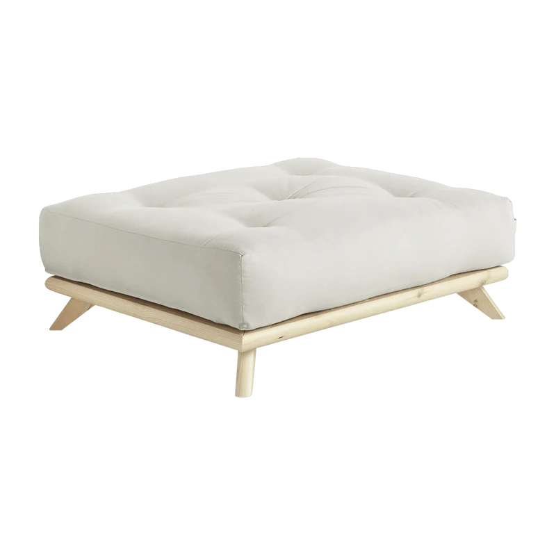 Pouf en pin et tissu écru 100x90x40cm Senza - Karup Design