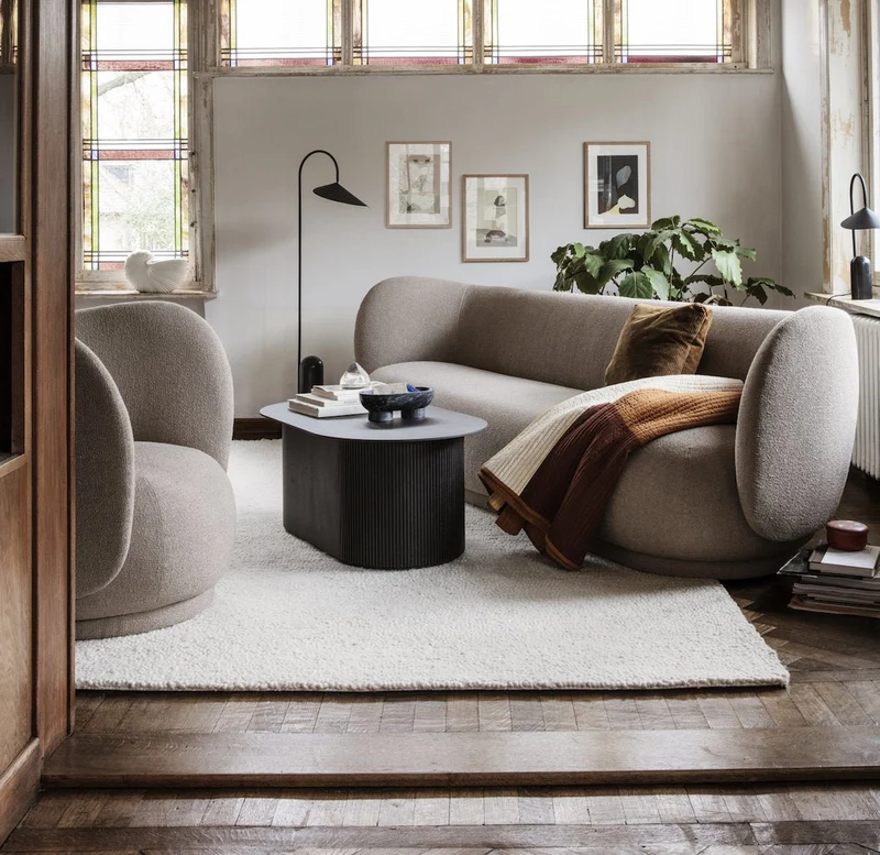 Fauteuil lounge blanc bouclé Rico - Ferm Living