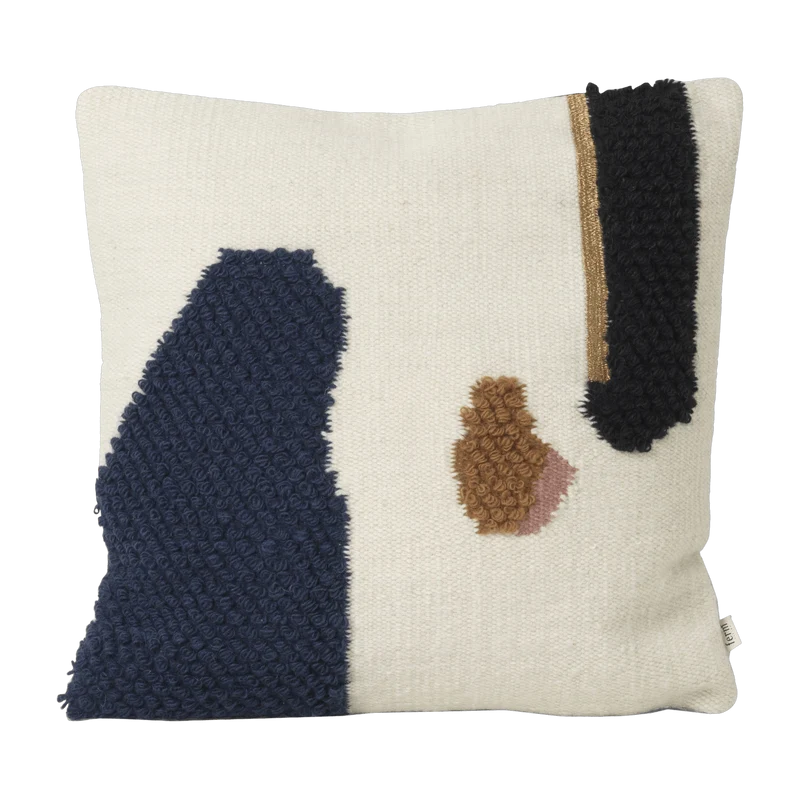 Coussin en laine beige et bleu Loop - Ferm Living