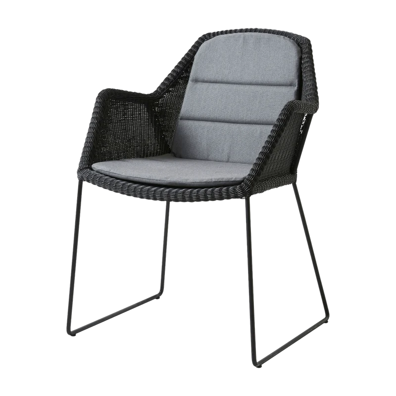 Chaise noire avec coussin gris Breeze - Cane-Line