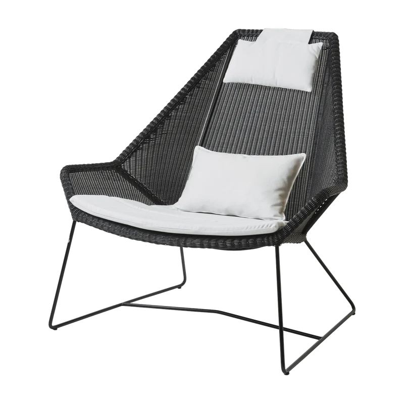 Fauteuil noir avec coussins blancs Breeze Highback - Cane-Line