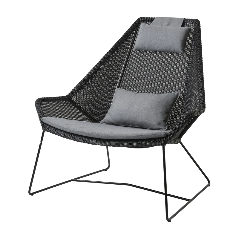 Fauteuil noir avec coussins gris Breeze Highback - Cane-Line