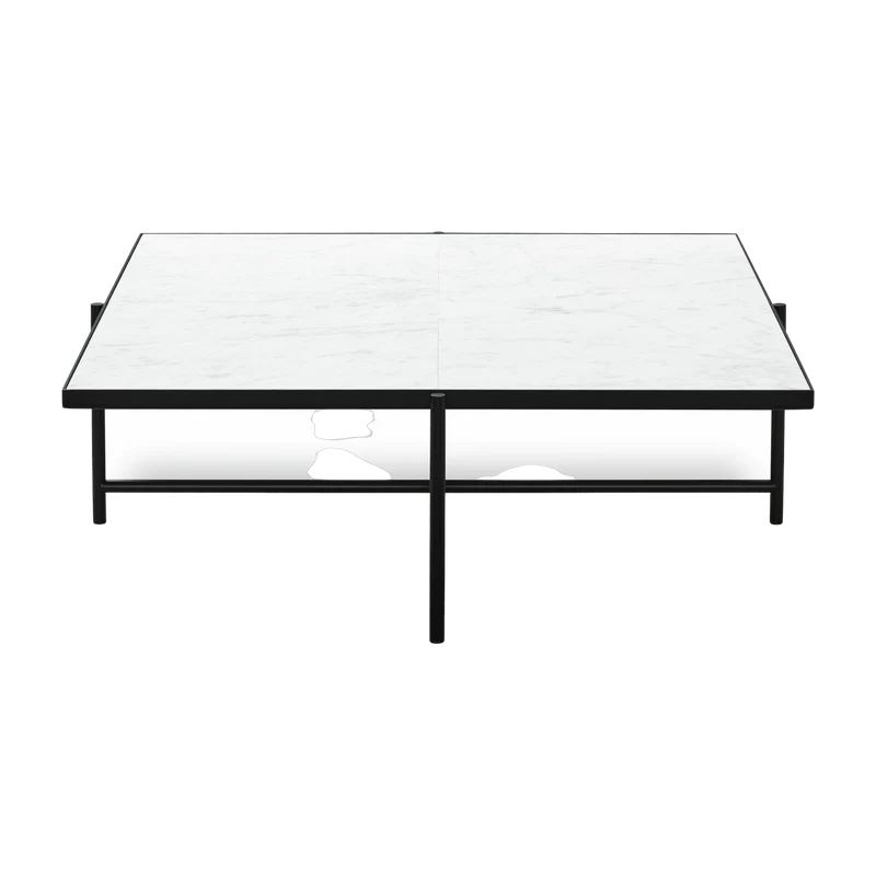 Table basse en marbre blanc et piétements noir Coffee 90 - HANDVÄRK