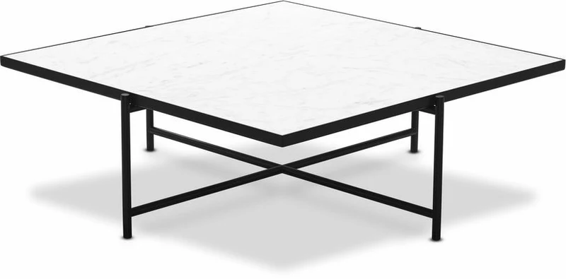Table basse en marbre blanc et piétements noir Coffee 90 - HANDVÄRK