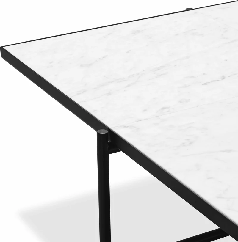 Table basse en marbre blanc et piétements noir Coffee 90 - HANDVÄRK