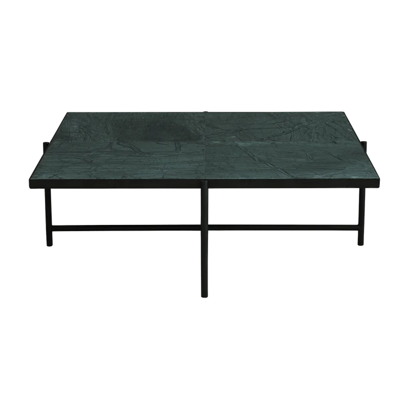 Table basse en marbre vert et piétements noirs Coffee 90 - HANDVÄRK