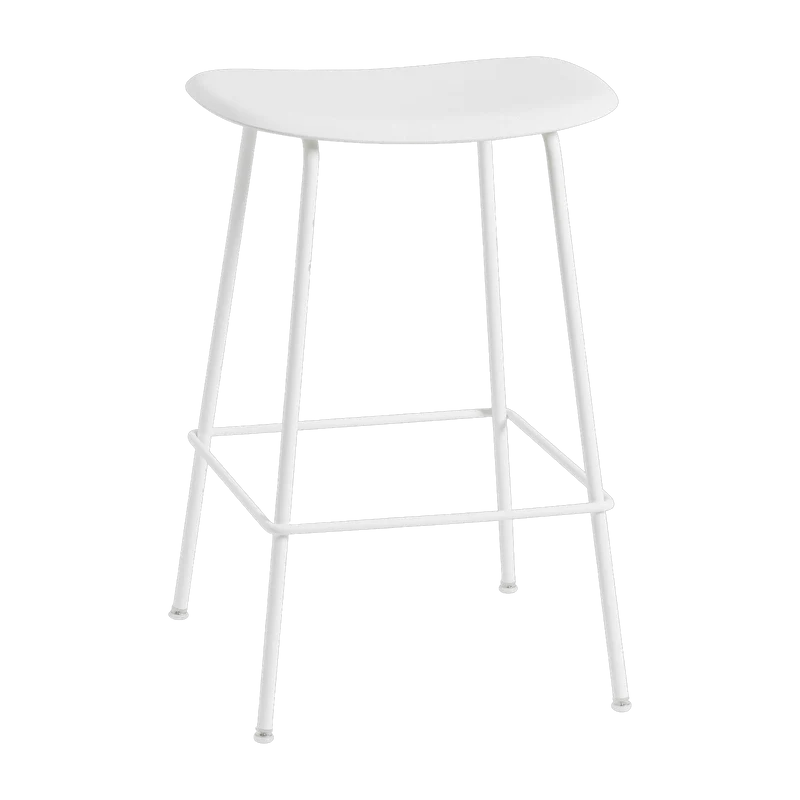 Tabouret de bar 65cm blanc piétement tubes Fiber - Muuto