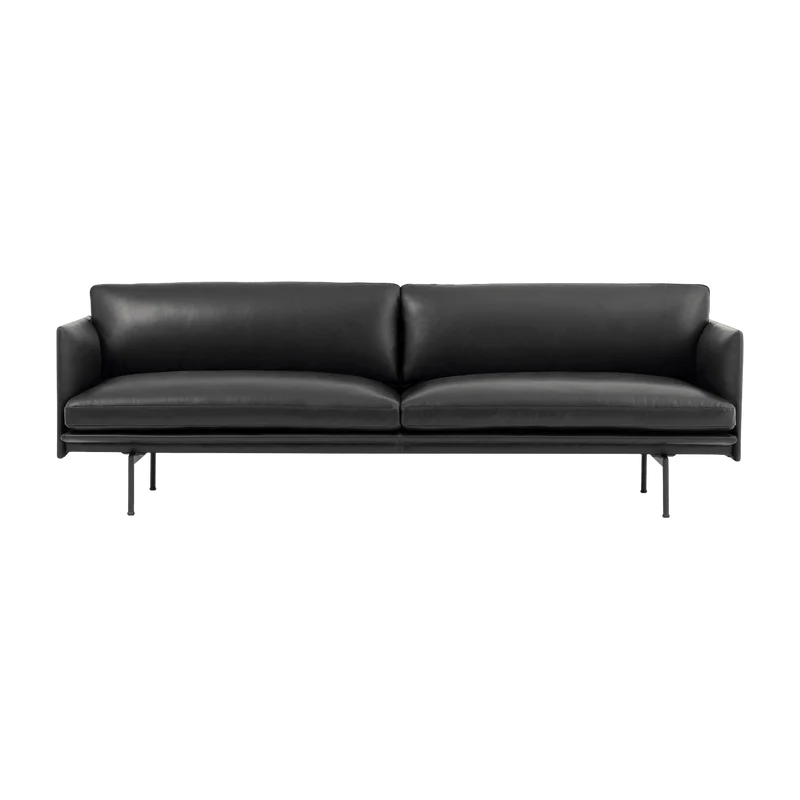 Canapé 3 places en cuir noir Outline 220 cm - Muuto