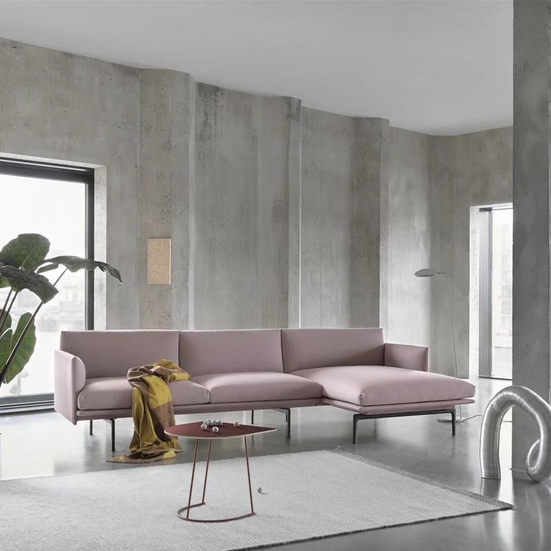 Canapé 3 places en cuir noir Outline 220 cm - Muuto
