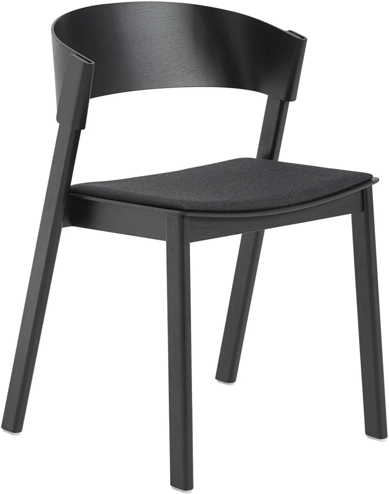 Chaise noire et assise textile Remix183 Cover - Muuto
