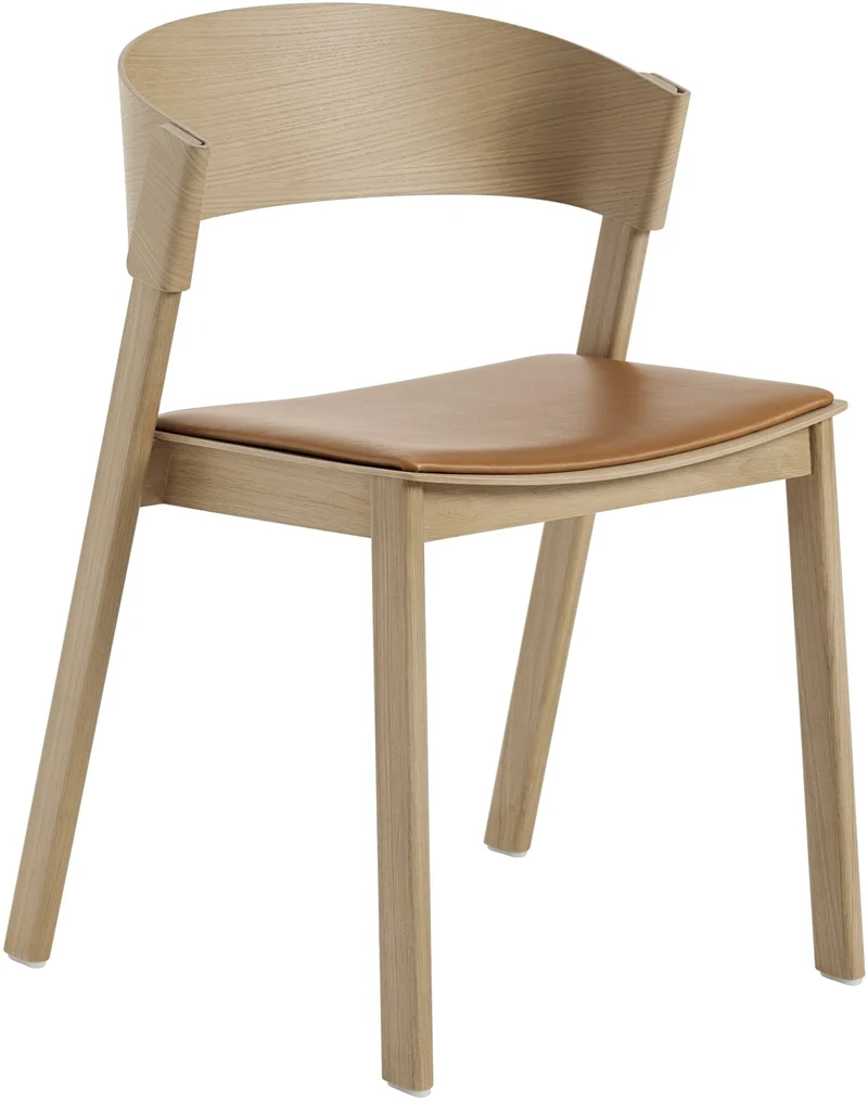 Chaise en chêne naturel et assise cuir Cognac Cover - Muuto