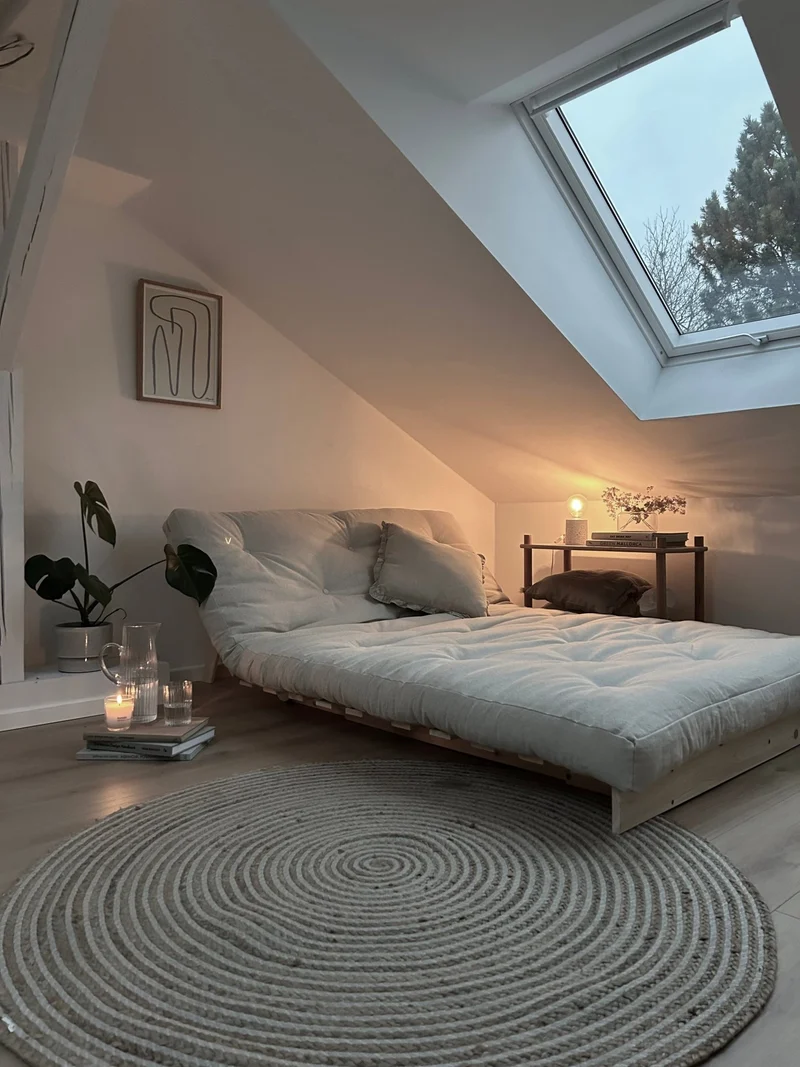 Canapé-lit gris en pin massif Roots 140 - Karup Design