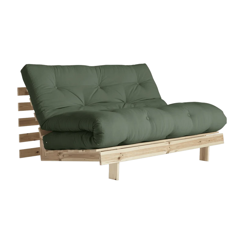 Canapé-lit vert clair en pin massif Roots 140 - Karup Design