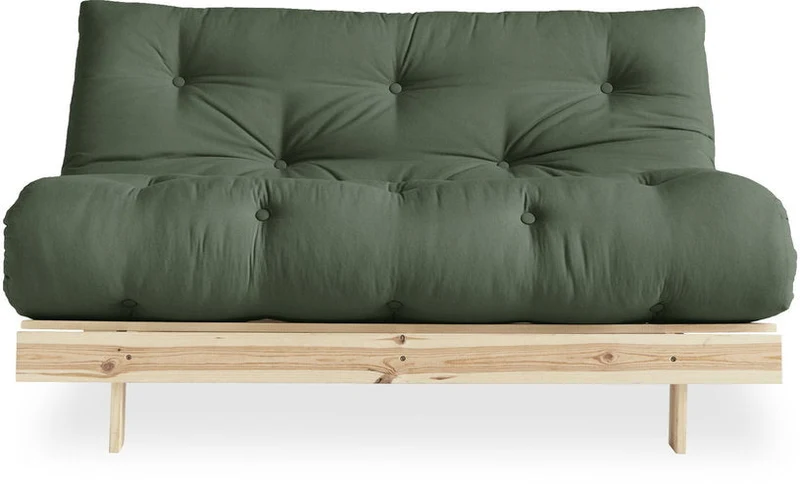 Canapé-lit vert clair en pin massif Roots 140 - Karup Design