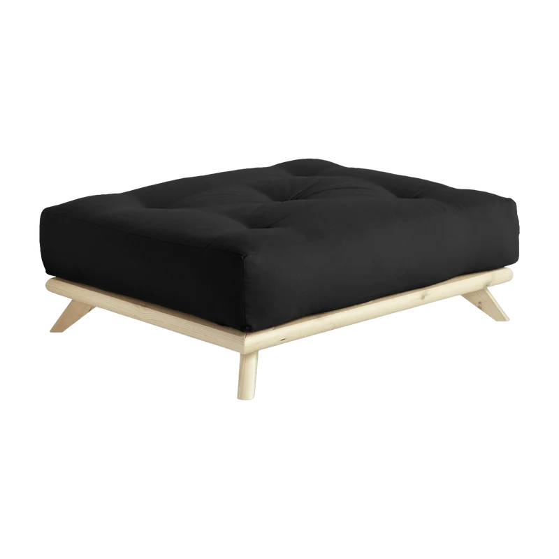 Pouf en pin et tissu noir 100x90x40cm Senza - Karup Design