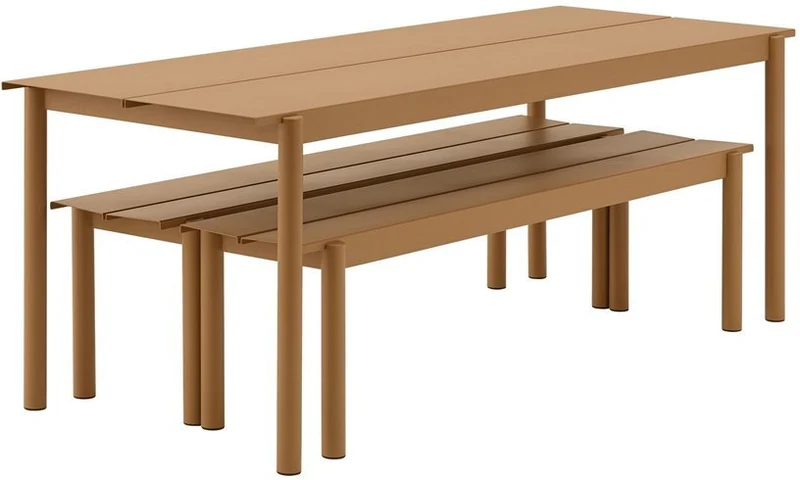 Banc d'extérieur en acier orange 110 x 34 cm Linear - Muuto
