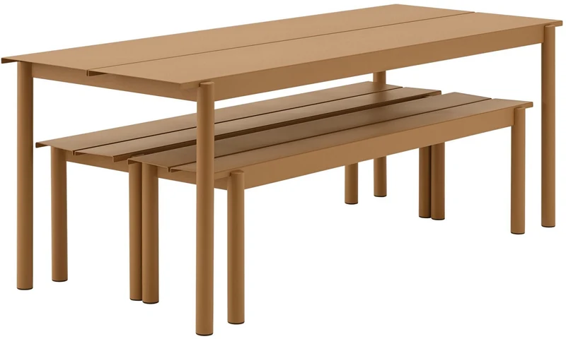 Table d'extérieur en acier orange 140 x 75 cm Linear - Muuto