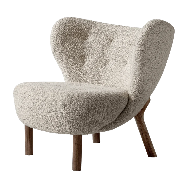 Fauteuil en laine beige et pieds en noyer Little Petra VB1 - &tradition