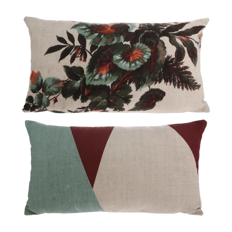 Coussin à imprimés fleuris verts 35 x 60 cm Kyoto - HKliving