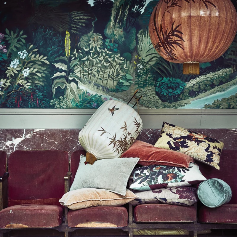 Coussin à imprimés fleuris verts 35 x 60 cm Kyoto - HKliving