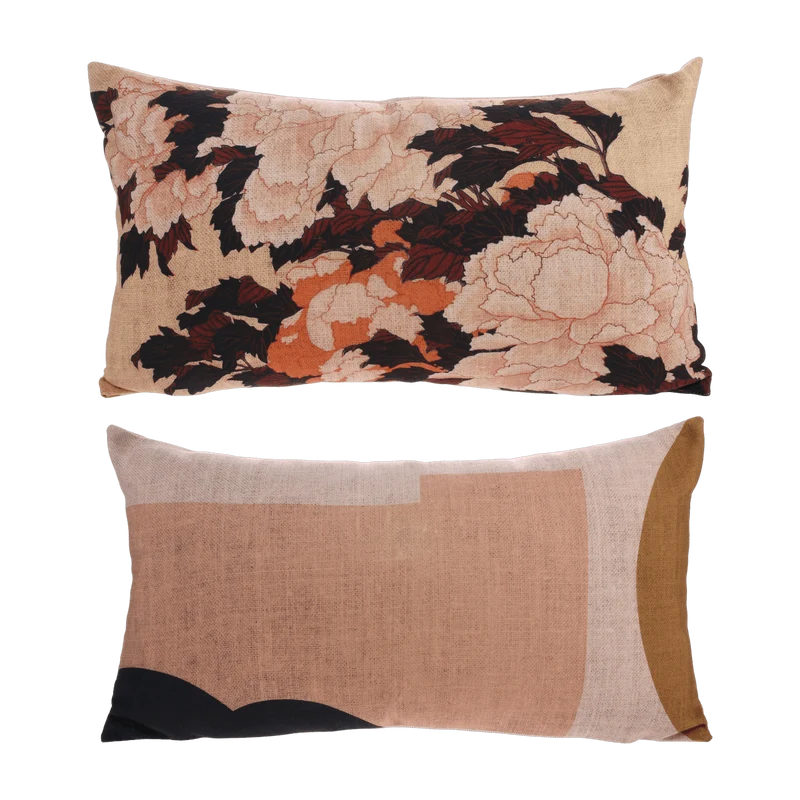 Coussin à imprimés fleuris beiges 35 x 60 cm Kyoto - HKliving