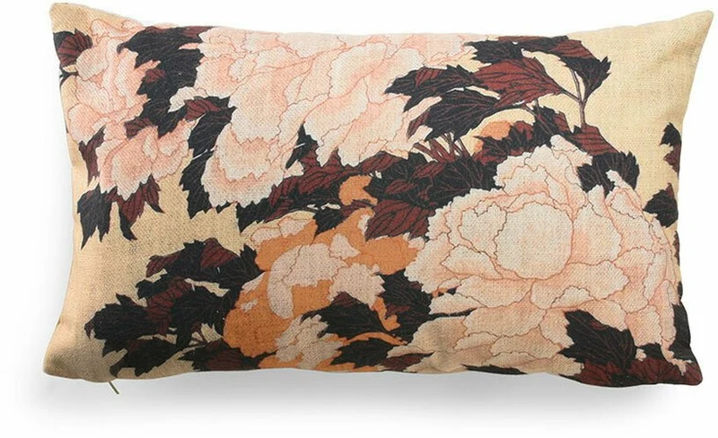 Coussin à imprimés fleuris beiges 35 x 60 cm Kyoto - HKliving