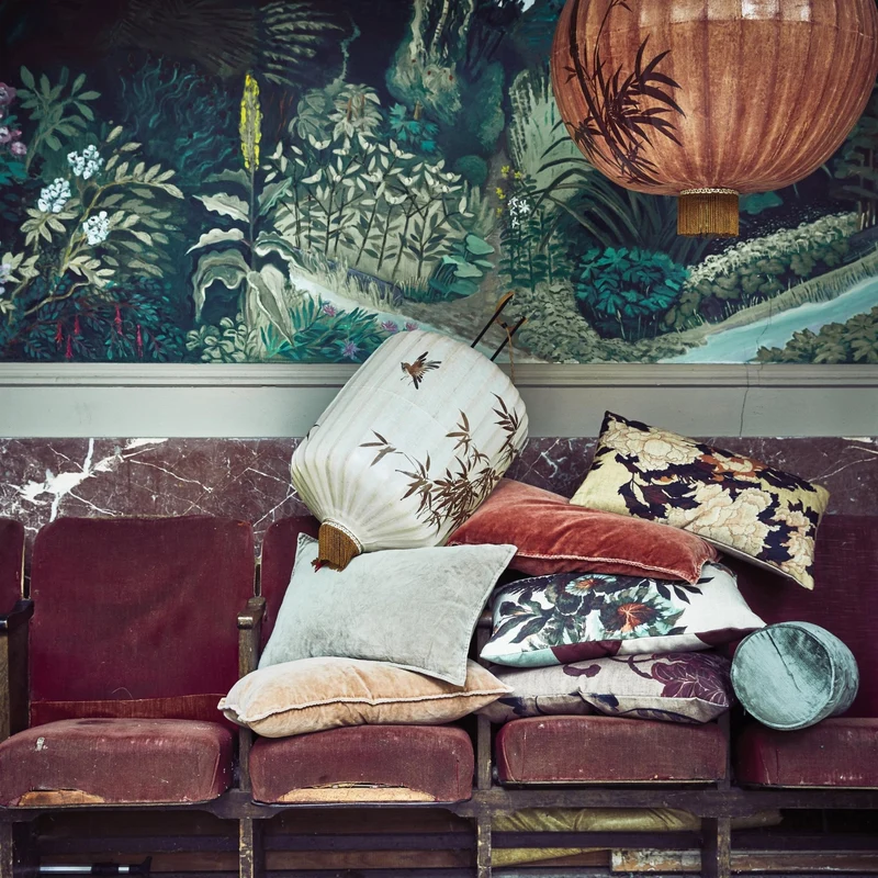 Coussin à imprimés fleuris beiges 35 x 60 cm Kyoto - HKliving