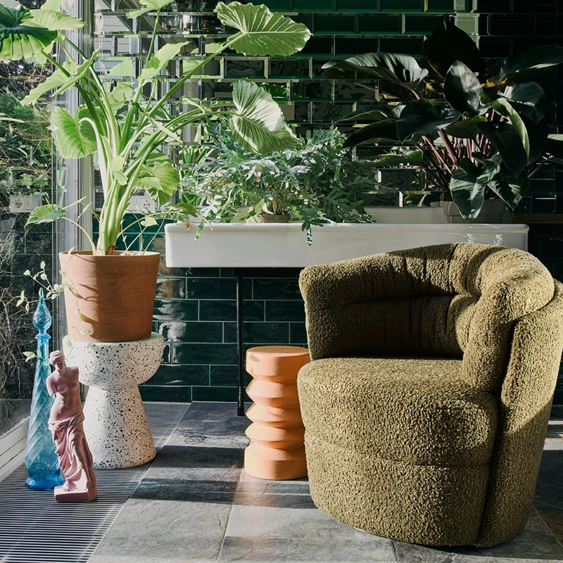 Table d'appoint terracotta en grès - HKliving