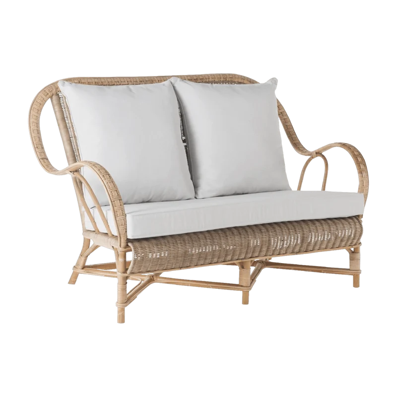 Canapé en rotin patiné vieilli avec coussin Nantucket - KOK