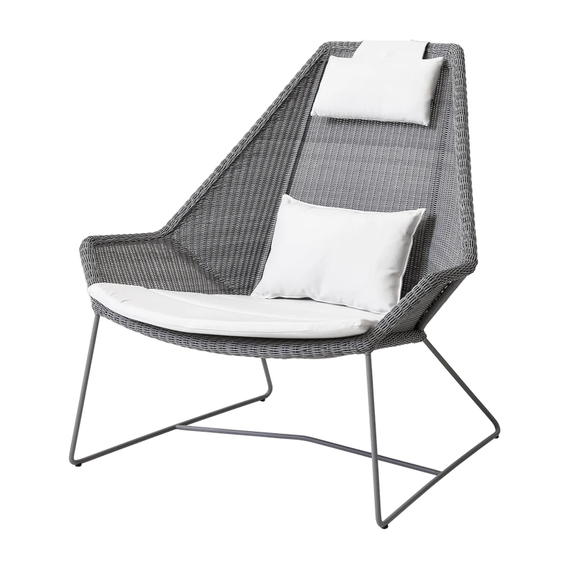 Fauteuil gris avec coussins blancs Breeze Highback - Cane-Line