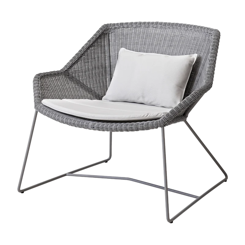Fauteuil gris avec coussins blancs Breeze lounge - Cane-Line