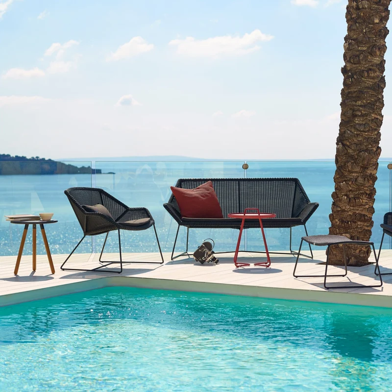 Fauteuil gris avec coussins gris Breeze lounge - Cane-Line