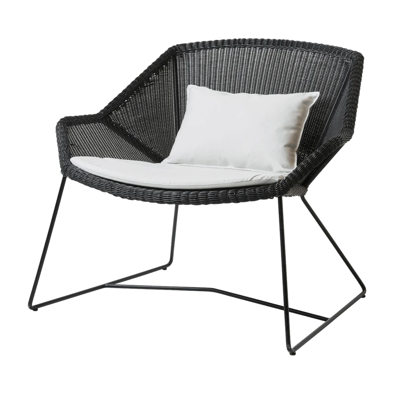 Fauteuil noir avec coussins blancs Breeze lounge - Cane-Line