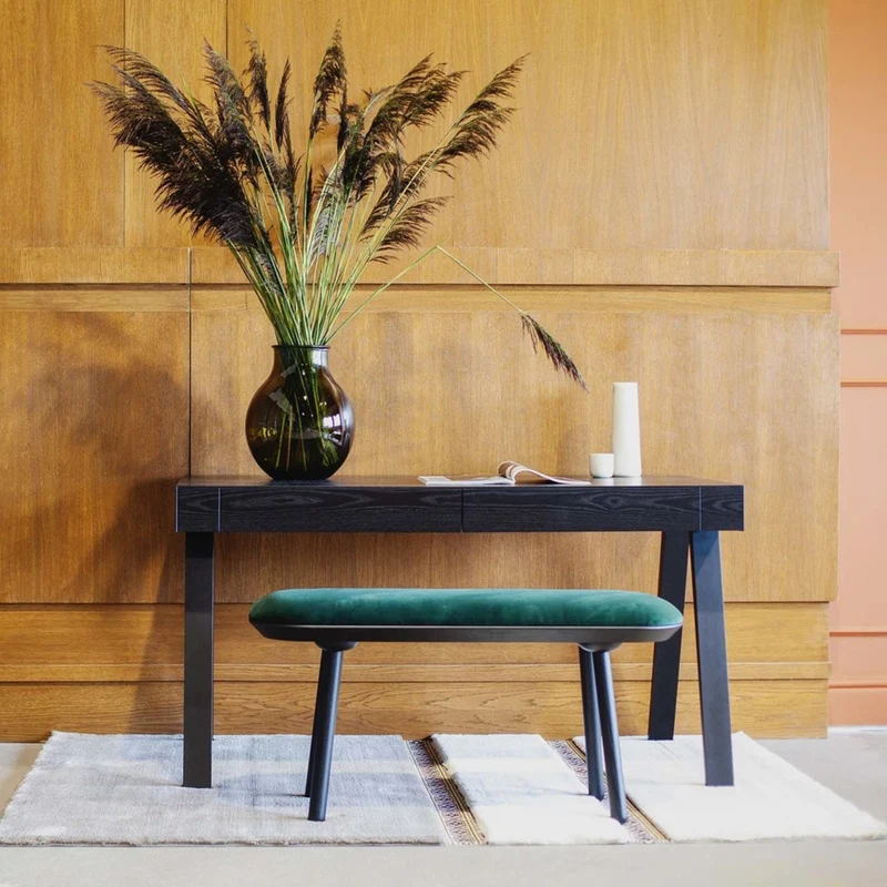 Banc en tissu noir L140 Naïve - Emko
