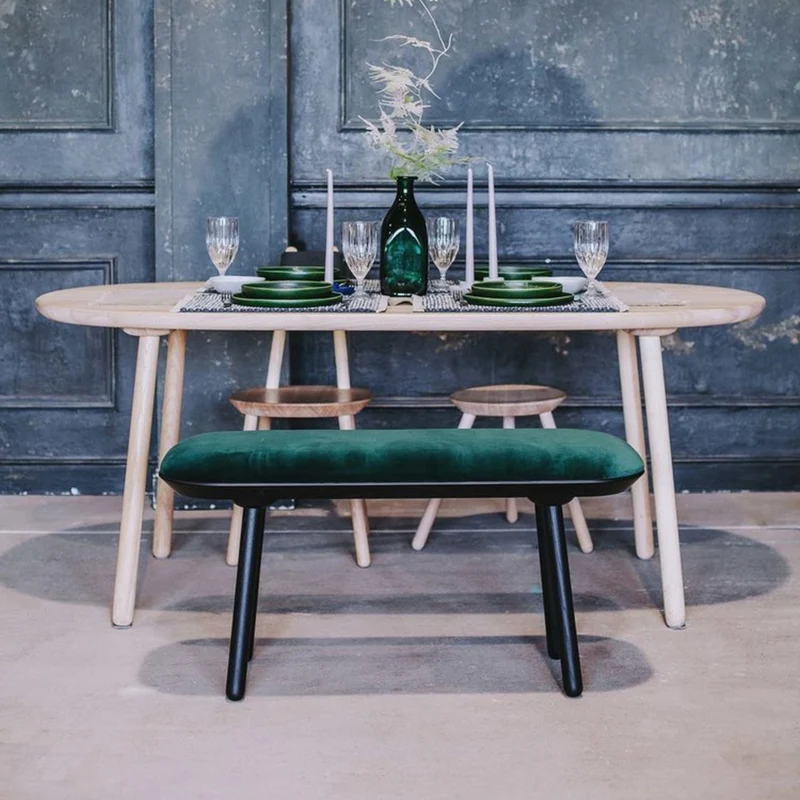 Banc en tissu noir L140 Naïve - Emko