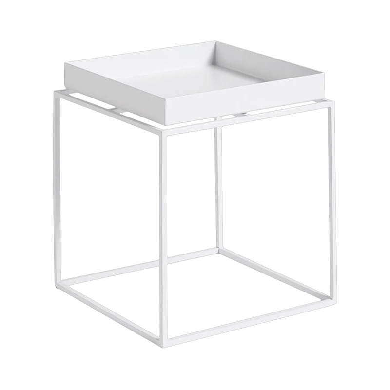Petite table basse carrée en métal blanc 30 x 30 x 34 cm Tray - HAY