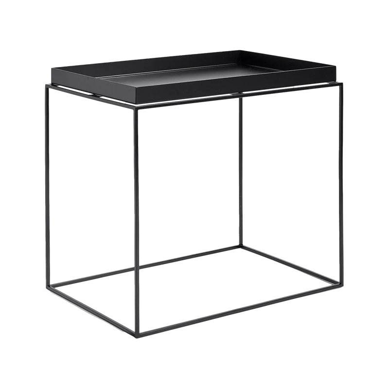 Table d'appoint rectangulaire en métal noir 40 x 60 x 54 cm Tray - HAY