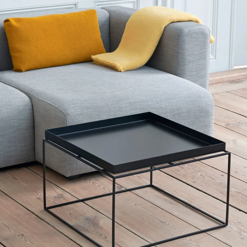 Table basse carrée en métal noir 60 x 60 x 39 cm Tray - HAY