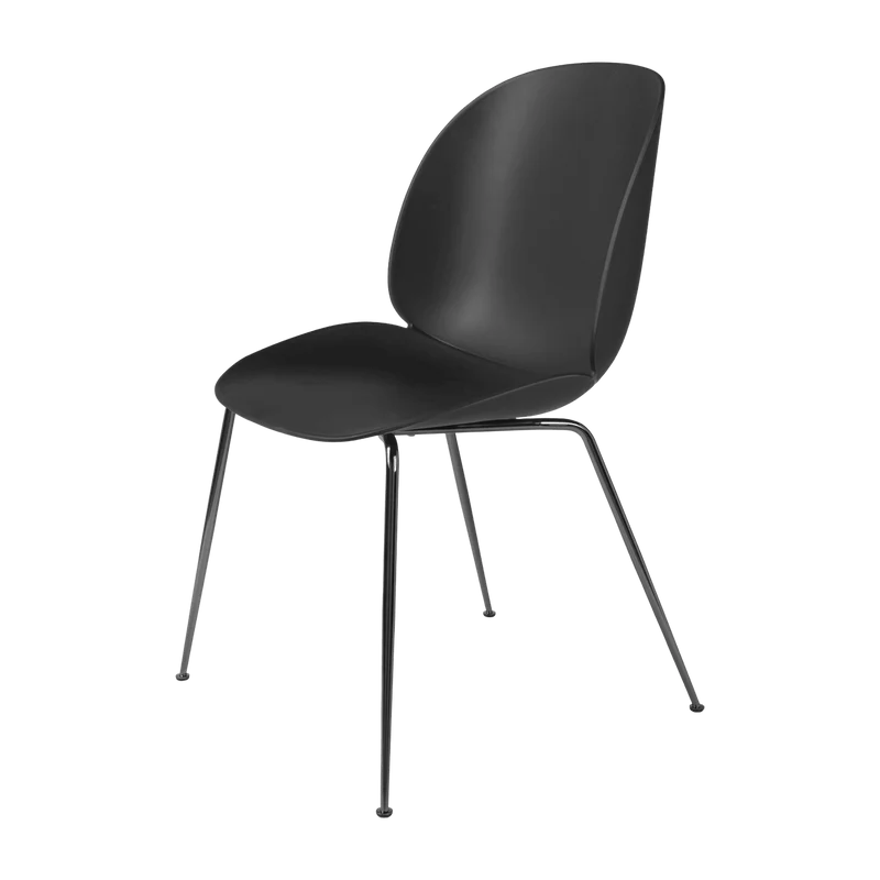 Chaise noire piétement en métal chromé noir Beetle - Gubi
